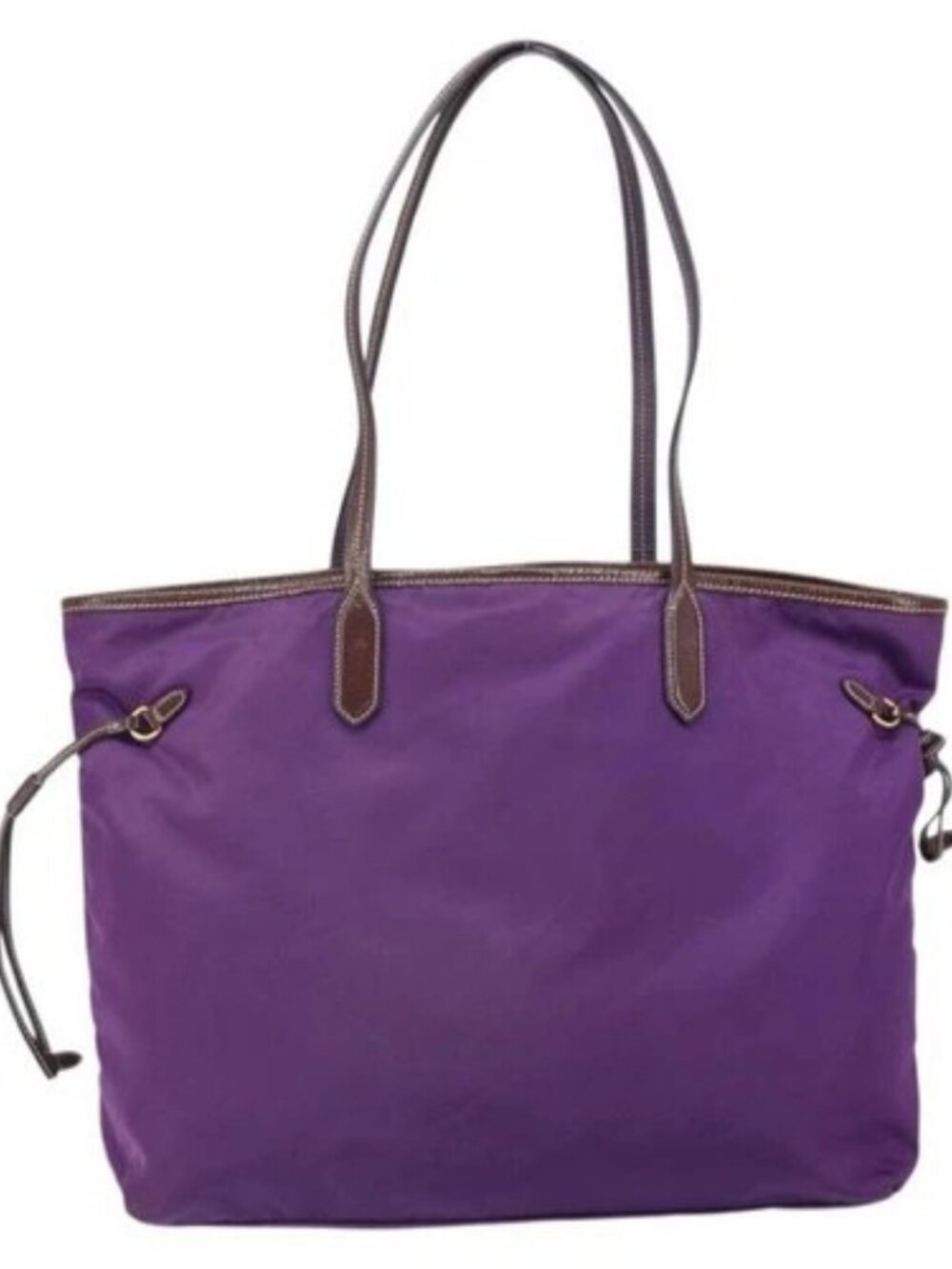 PRADA Tote Bag Nylon Purple Gold Auth 169896 - Picture 2 of 16